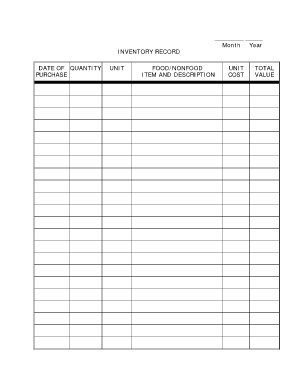Inventory Record Form