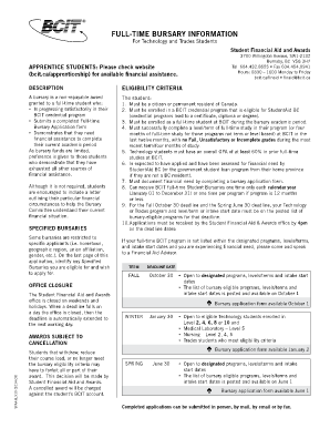 BCIT Full-Time Bursary Application