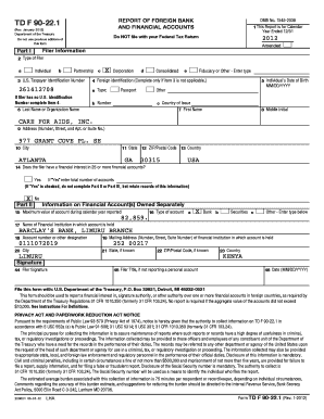 TD F 90-22.1 Report of Foreign Bank and Financial Accounts