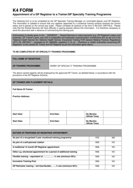 GP Registrar Appointment Form
