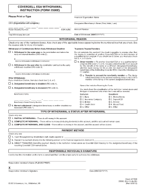 Coverdell ESA Withdrawal Form 2506E