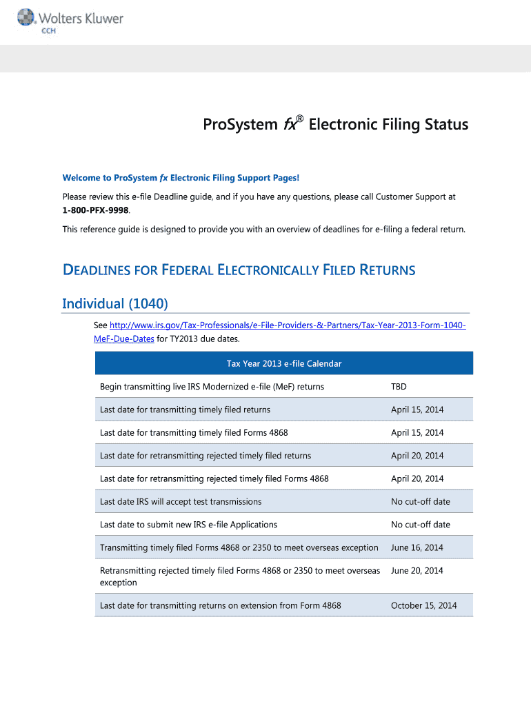 Fillable Online ProSystem fx Electronic Filing Status Fax Email Print