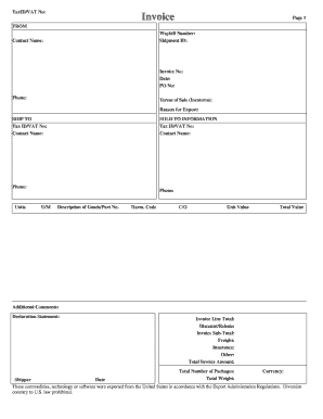 Commercial Invoice Template