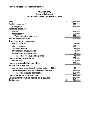 Multi step income statement template - ABC Company Financials.XLS. Florida Supreme Court Approved Family Law Form 12.943 - econ ucsb