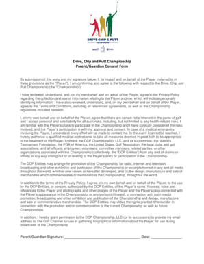 Drive Chip and Putt Championship Parent Consent Form