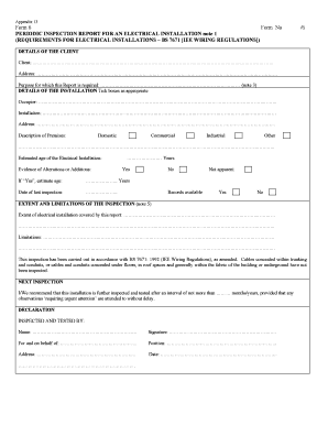 Periodic Inspection Report for Electrical Installation