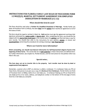 Florida Marital Settlement Agreement