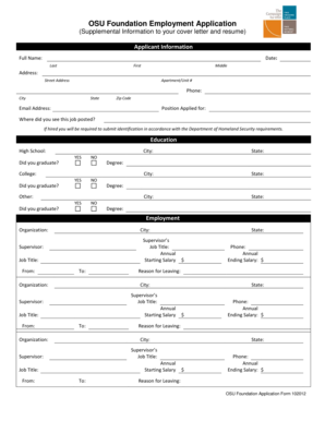 OSU Foundation Employment Application