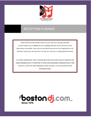 Wedding Reception Planner Form