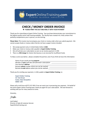 Check Money Order Invoice