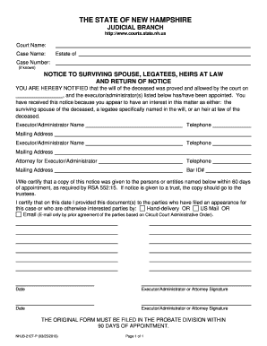 Notice to Surviving Spouse and Heirs