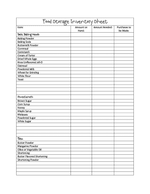 22 Printable Food Inventory Forms And Templates Fillable Samples In Pdf Word To Download Pdffiller