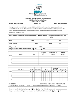 Public and Elderly Housing Pre-Application
