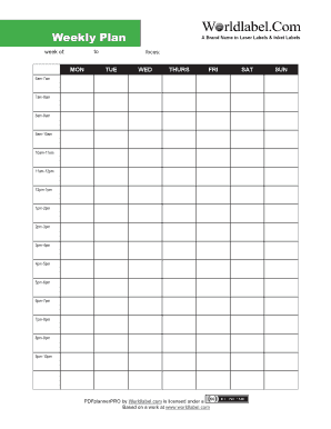 Daily schedule pdf - DOWNLOAD YOUR FREE PDFplannerPro - Labels - Worldlabel.com