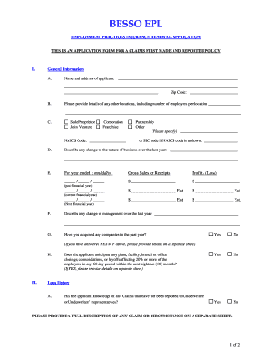 Employment Practices Insurance Renewal Application