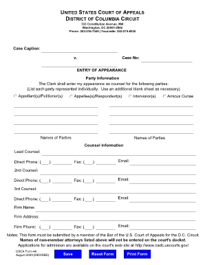 Entry of Appearance Form