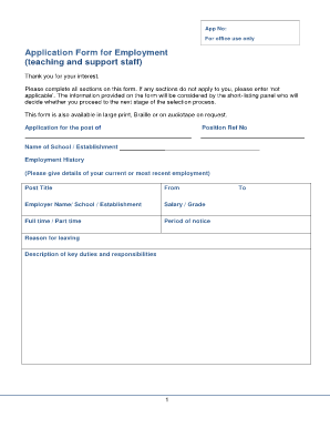 Application Form for Employment