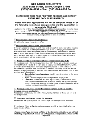 Oregon Rental Application Form