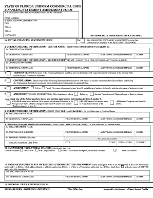Florida UCC Financing Statement Amendment Form