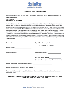 Automatic Debit Authorization Form