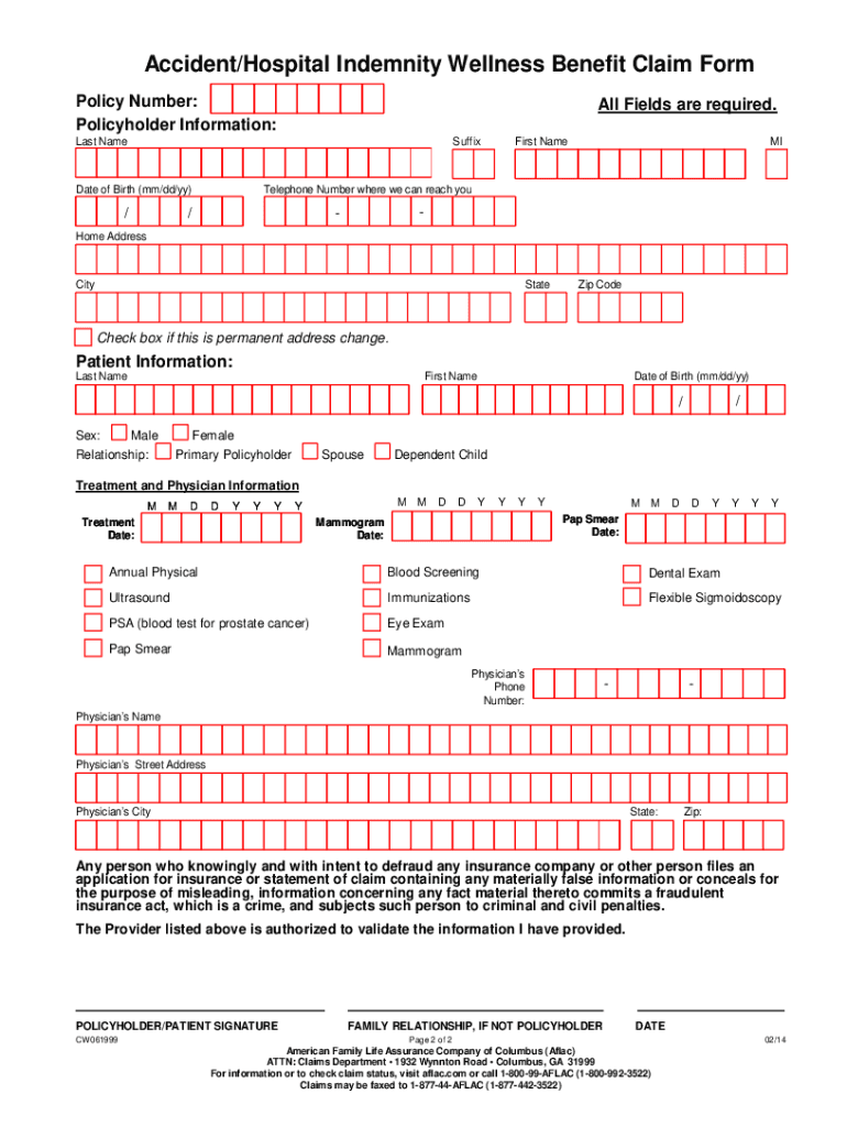 AFLAC CW061999 20142022 Fill and Sign Printable Template Online US