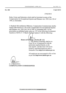 South Africa Return of Earnings Form W.As. 8