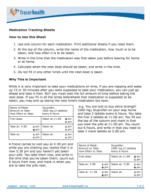 Medication Tracking Sheet