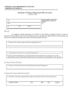 Pennsylvania Registered Office Change Form