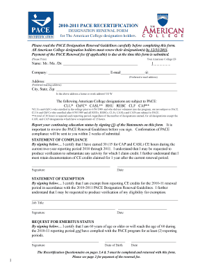 PACE Designation Renewal Form