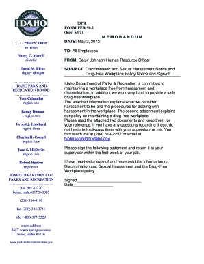 Idaho Discrimination and Harassment Policy Sign-off