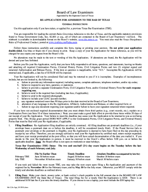Texas Bar Re-Application Form