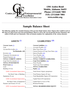 Sample Balance Sheet