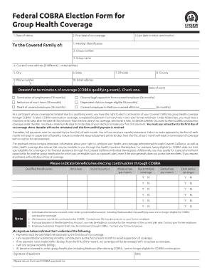 Federal COBRA Election Form for Group Health Coverage