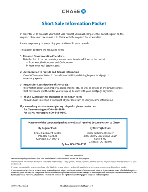 Chase Short Sale Information Packet