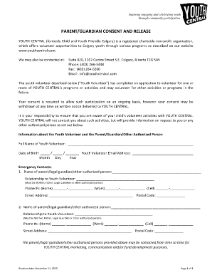 Parental Release Form - Youth Central