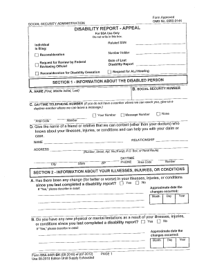 Disability Report Appeal Form