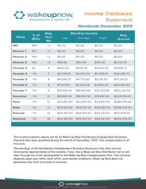 Income Disclosure Statement - Wake Up Now