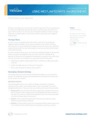 USING WESTLAW TO WRITE AN OPEN MEMO