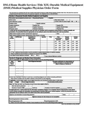 Durable Medical Equipment Physician Order Form