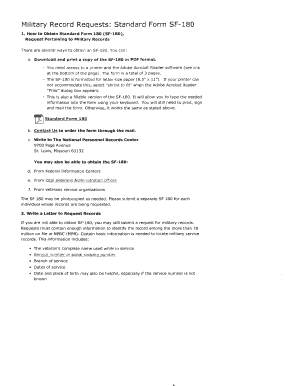 Standard Form 180 Military Record Request