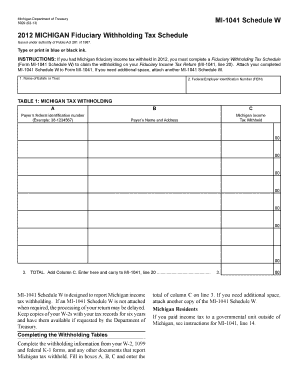 Michigan Fiduciary Withholding Tax Schedule