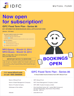 IDFC Fixed Term Plan Series 86 Application Form