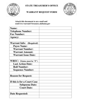 Alabama Warrant Request Form
