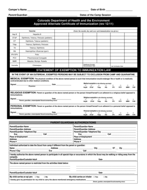 Colorado Immunization Exemption Form