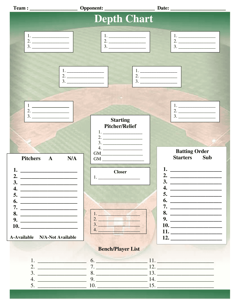Baseball Depth Chart Template Form