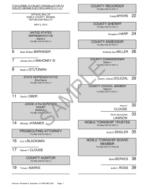 Indiana Republican Ballot