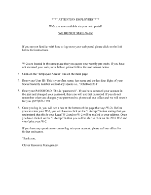 W-2 Tax Form Access Instructions