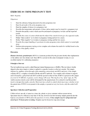 EXERCISE 10: URINE PREGNANCY TEST - austincc