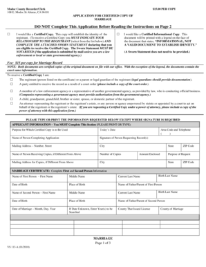 California Marriage Certificate Copy Application