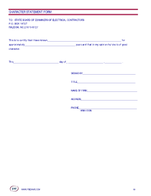 Character Statement Form